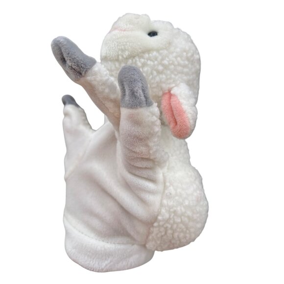 Set Of 2 Lamb Hand Puppets Plush Cal Toy & Unbranded Cream & White 11" & 9" - Picture 7 of 13